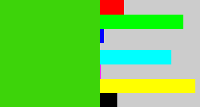Hex color #3dd40a - vivid green
