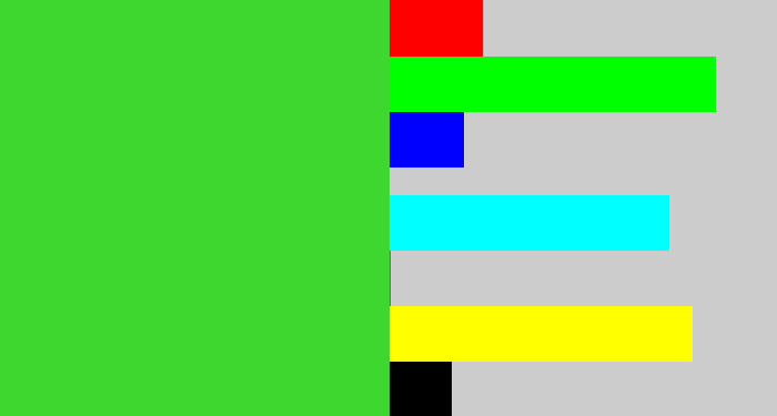 Hex color #3dd730 - toxic green