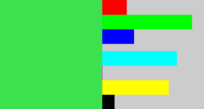 Hex color #3de04e - light neon green