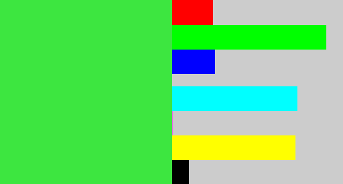 Hex color #3de640 - light neon green