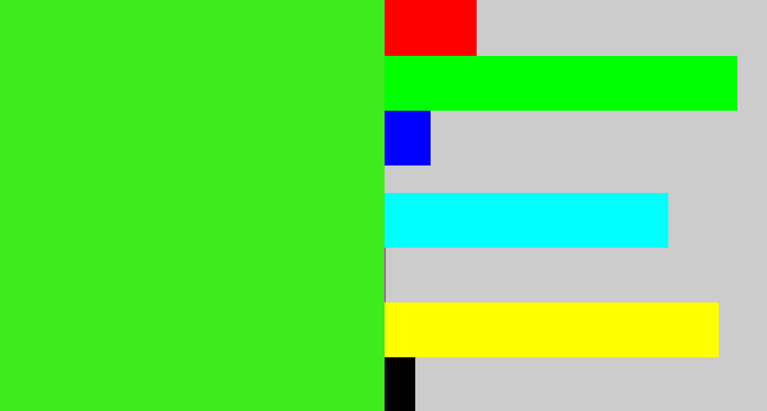 Hex color #3deb1f - vivid green