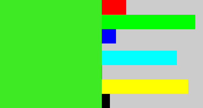 Hex color #3deb24 - radioactive green
