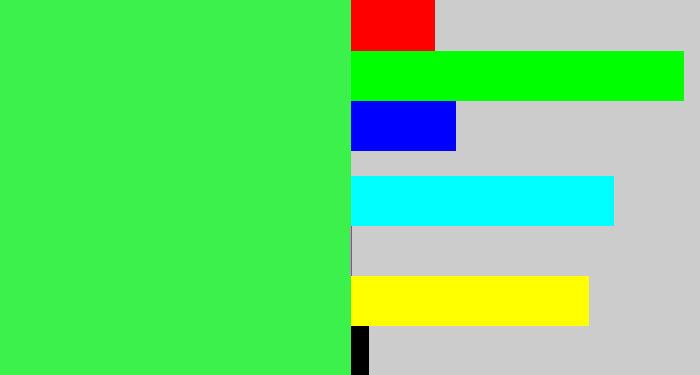 Hex color #3df14d - bright light green