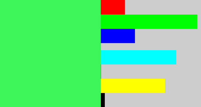 Hex color #3df557 - bright light green