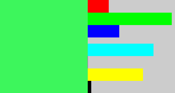 Hex color #3df65c - bright light green
