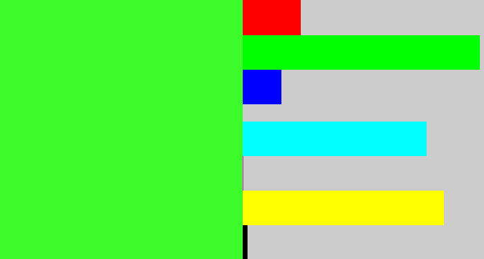 Hex color #3dfa2a - radioactive green