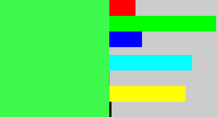 Hex color #3dfa4c - bright light green