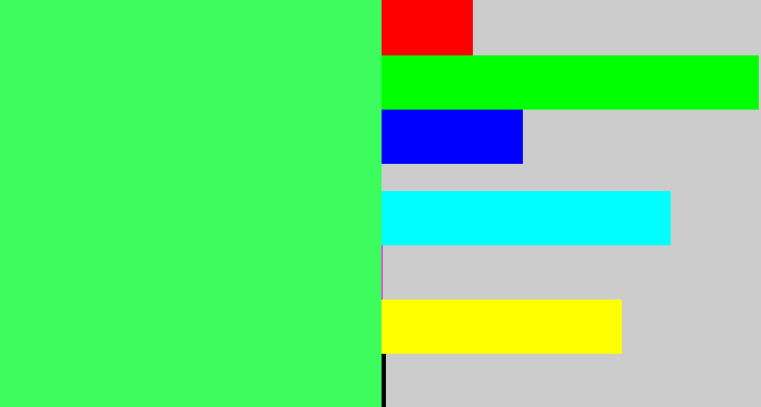 Hex color #3dfc5e - bright light green
