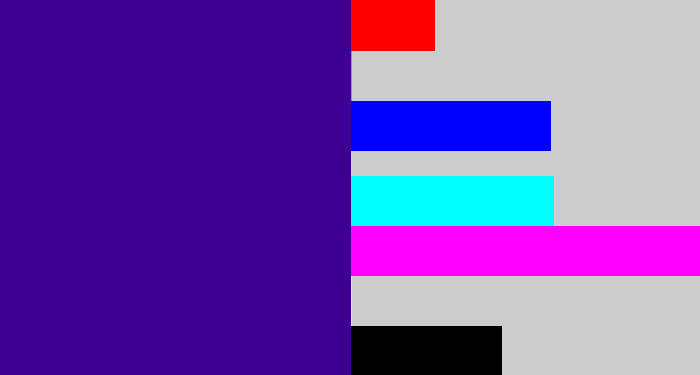 Hex color #3e0092 - indigo
