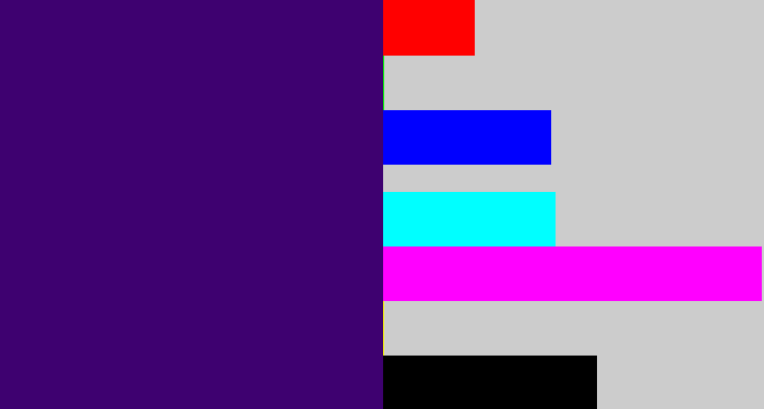 Hex color #3e0170 - royal purple