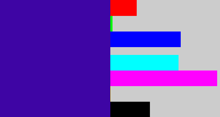 Hex color #3e05a4 - indigo blue