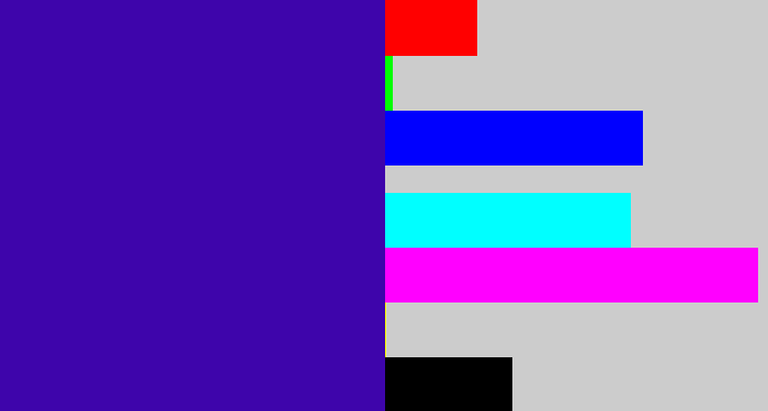 Hex color #3e05ab - indigo blue
