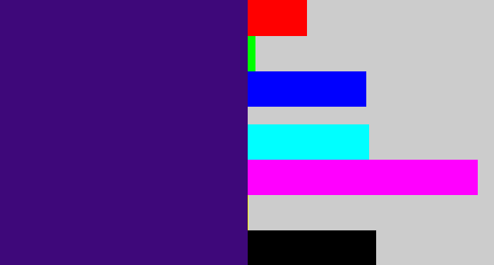 Hex color #3e087a - indigo