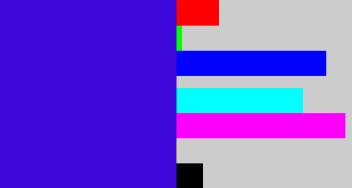 Hex color #3e08da - violet blue