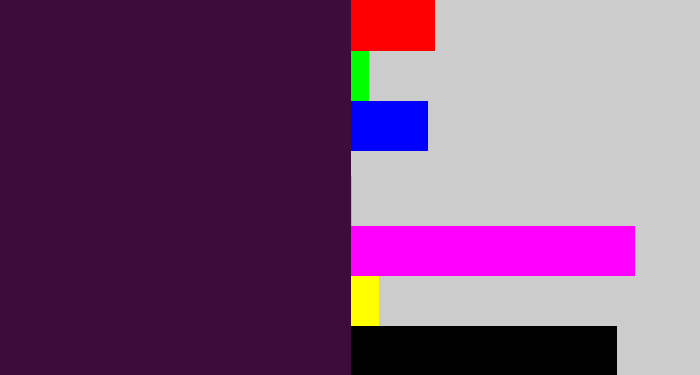 Hex color #3e0c39 - aubergine