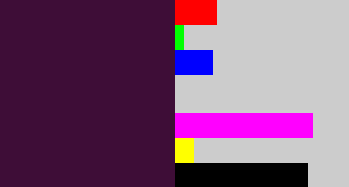 Hex color #3e0d37 - aubergine
