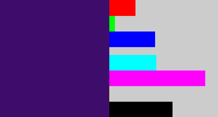 Hex color #3e0d6c - royal purple