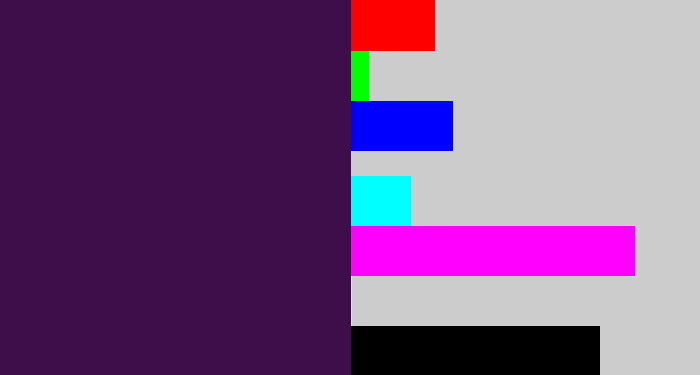 Hex color #3e0e4b - deep violet
