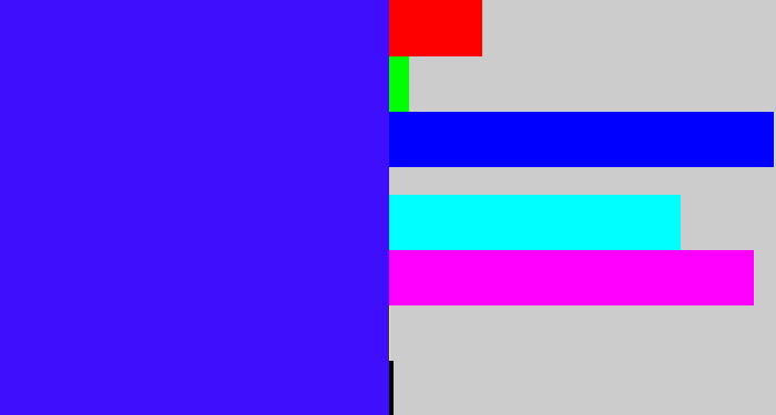 Hex color #3e0efd - light royal blue