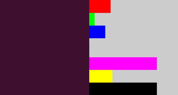 Hex color #3e0f2e - aubergine