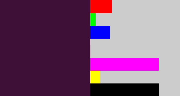 Hex color #3e0f37 - aubergine