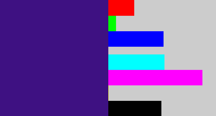 Hex color #3e1182 - indigo