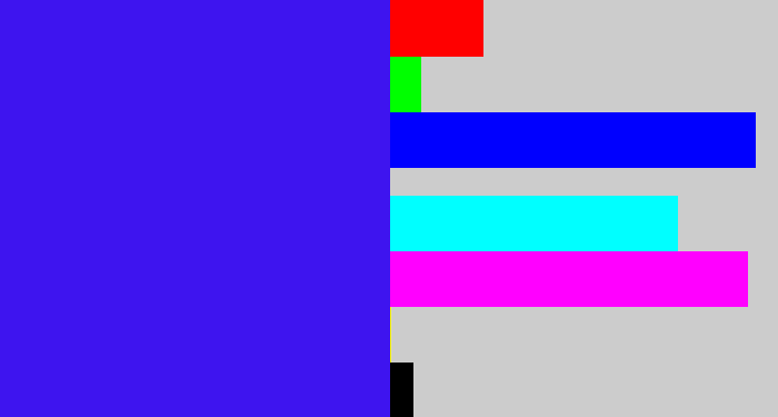 Hex color #3e14ef - light royal blue