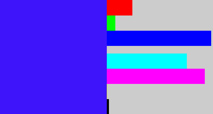 Hex color #3e14fa - light royal blue