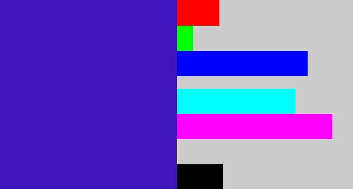 Hex color #3e16bc - indigo blue