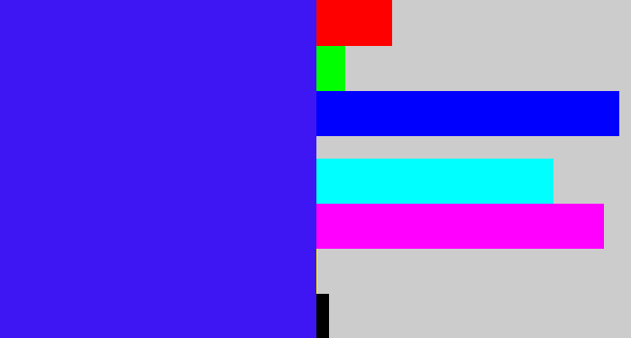 Hex color #3e16f4 - light royal blue