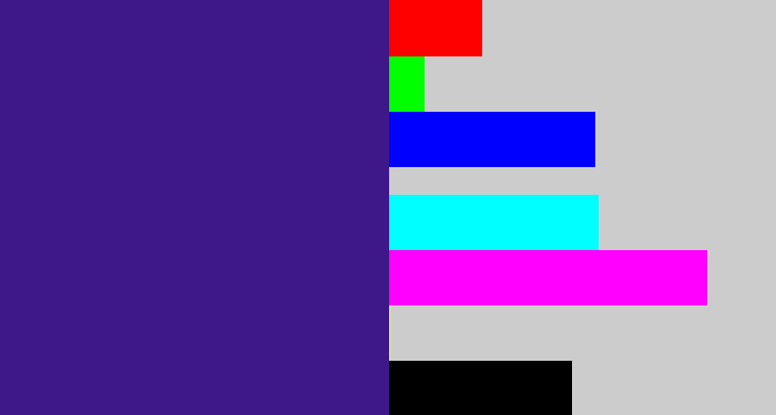 Hex color #3e1888 - indigo