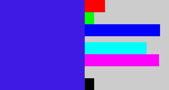 Hex color #3e1be4 - light royal blue
