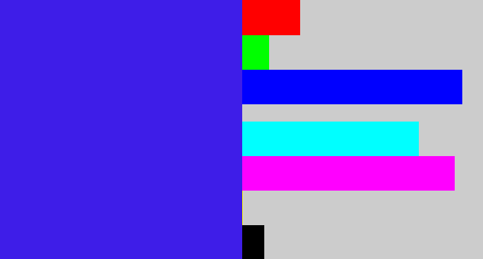 Hex color #3e1de8 - light royal blue