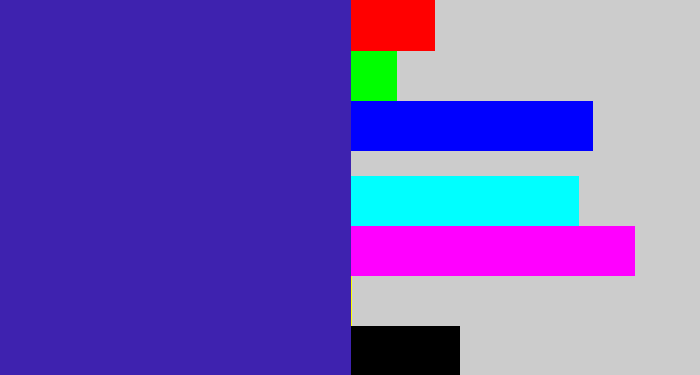 Hex color #3e22af - indigo blue