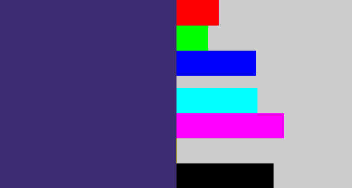 Hex color #3e2d72 - dark grey blue