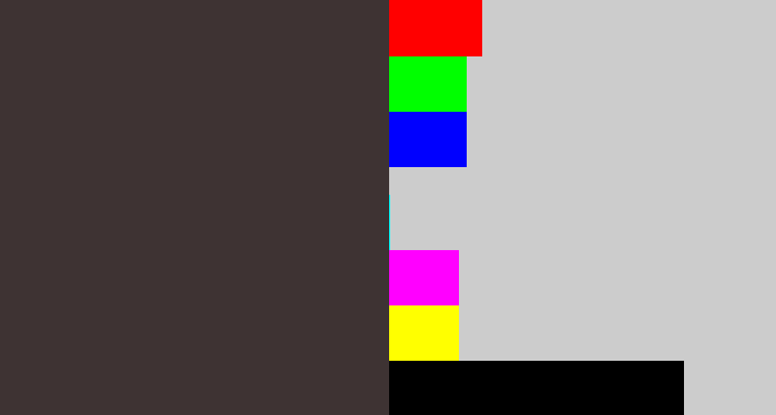 Hex color #3e3333 - dark grey