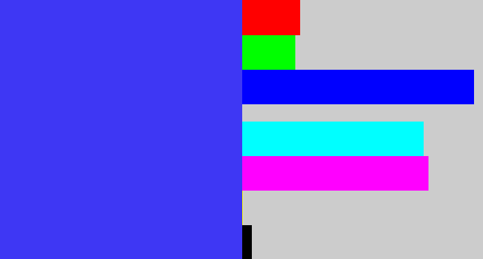 Hex color #3e37f4 - light royal blue