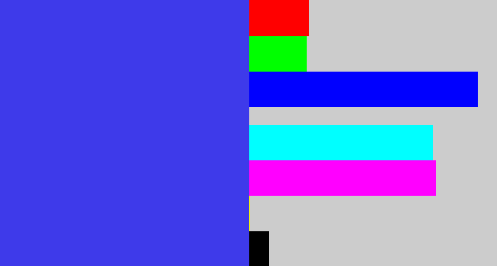 Hex color #3e3aea - light royal blue