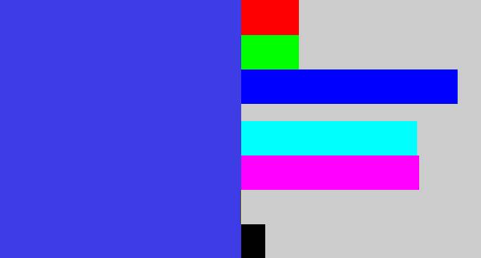 Hex color #3e3ce5 - light royal blue
