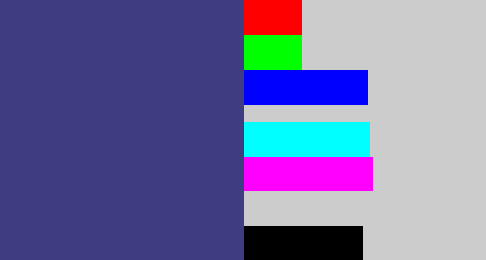 Hex color #3e3d81 - blueberry