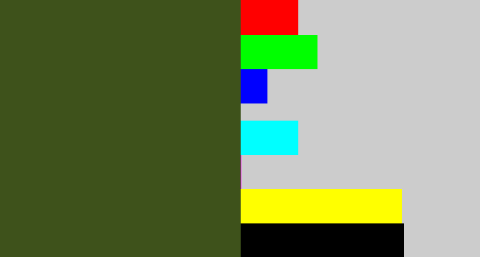 Hex color #3e521b - army green