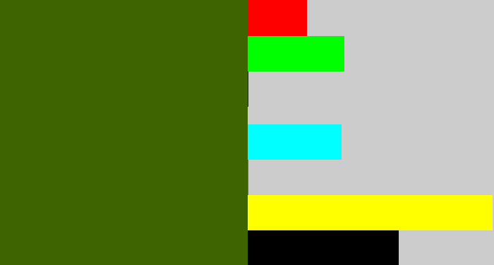 Hex color #3e6401 - navy green