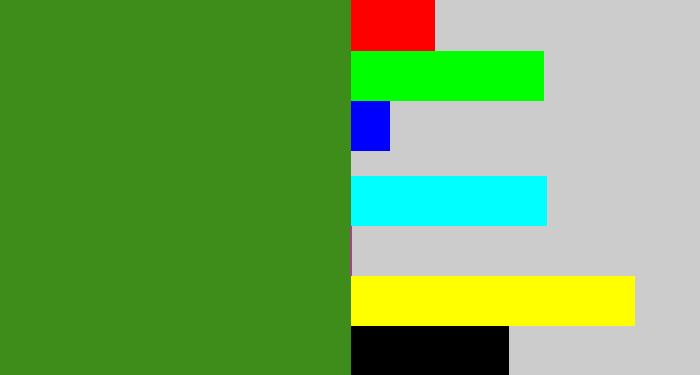 Hex color #3e8d1b - grass green