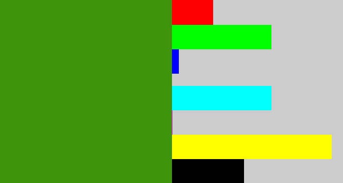 Hex color #3e940a - grass green