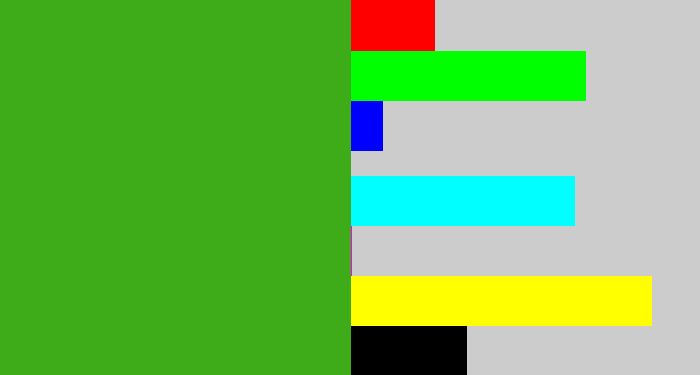 Hex color #3eab18 - grass green