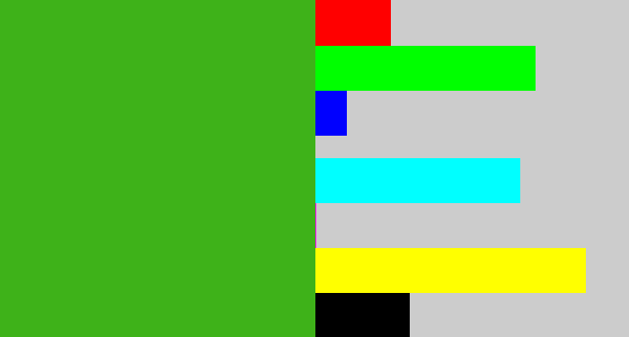 Hex color #3eb219 - lawn green
