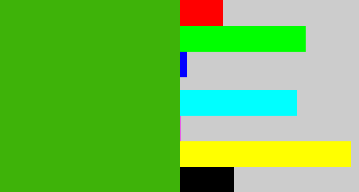 Hex color #3eb309 - lawn green