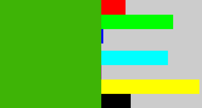 Hex color #3eb406 - lawn green