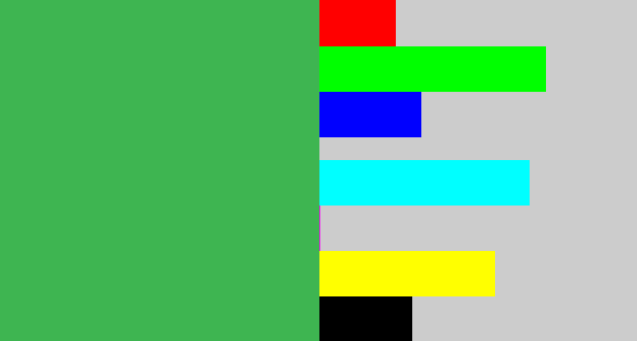 Hex color #3eb551 - medium green