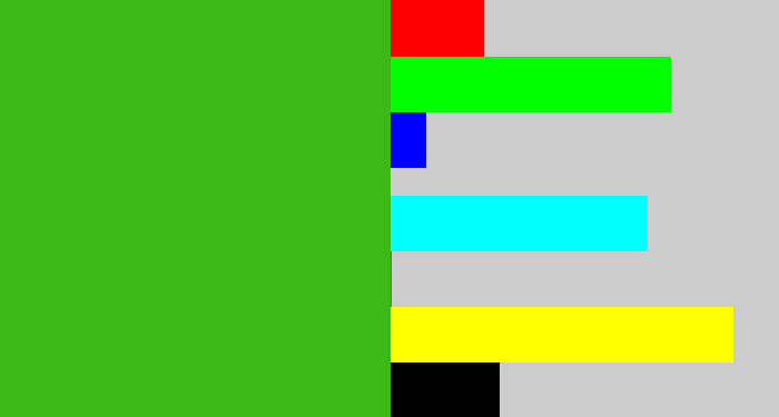 Hex color #3eb817 - lawn green